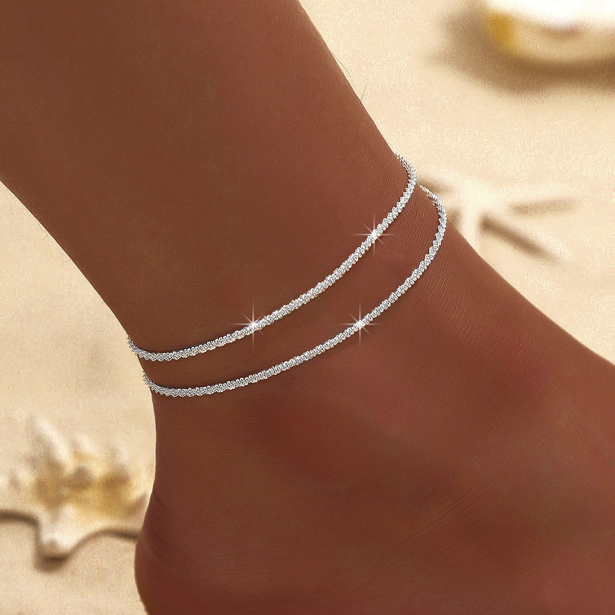 Female Fashion Cross Double-circle Anklet - Chic Angle